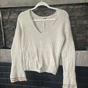 Women's Cream V-Neck Sweater